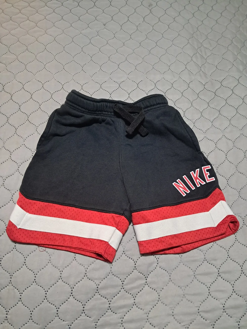 Nike Black Jogger Shorts with Red and White Stripes
